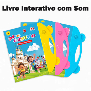 Livro Interativo com Som Infantil Bilíngue Português Inglês Multi Temas Toque Educativo Aprendizagem