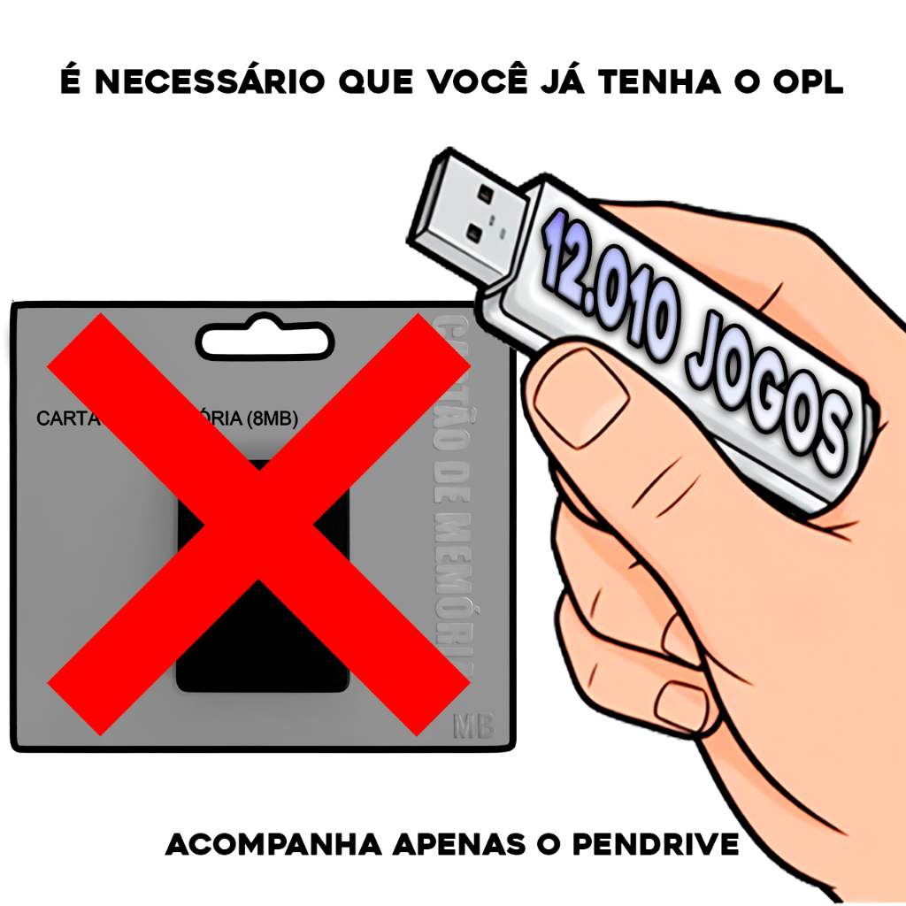 Pendrive 64gb Ps2 Opl + 12 mil Jogos - Não Acompanha Memory Card