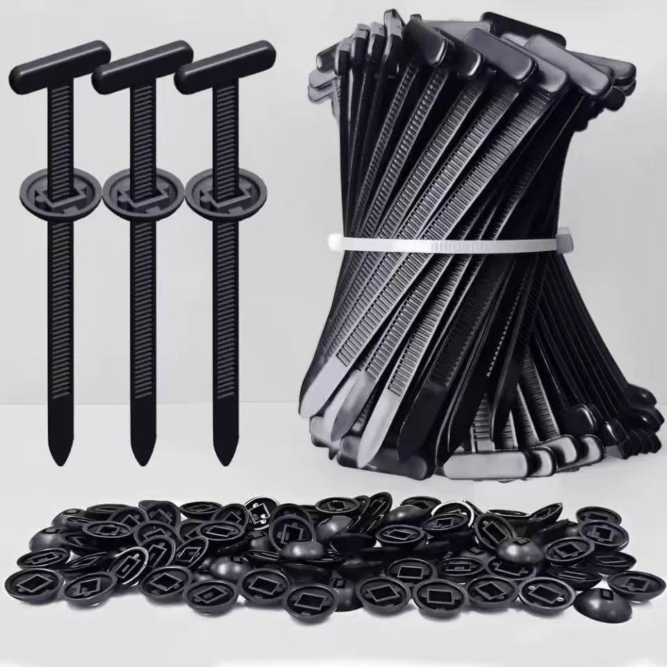 100 Peças Abraçadeira de Nylon Plástica Automática Tipo T Universal Fixador Multiuso Fivela Carro Moto Casa
