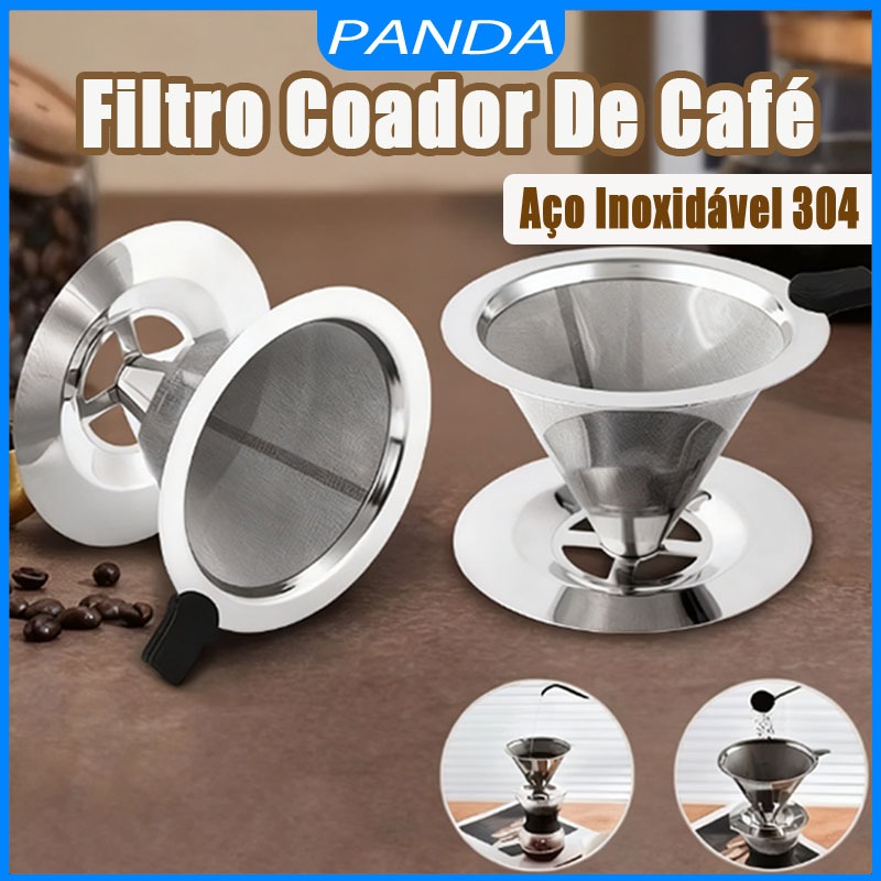 14/13/12CM Filtro Coador de Café Inox Coador de Café Grande Com Pegador em Silicone Sem Uso de Papel Reutilizável em Oferta na Shopee