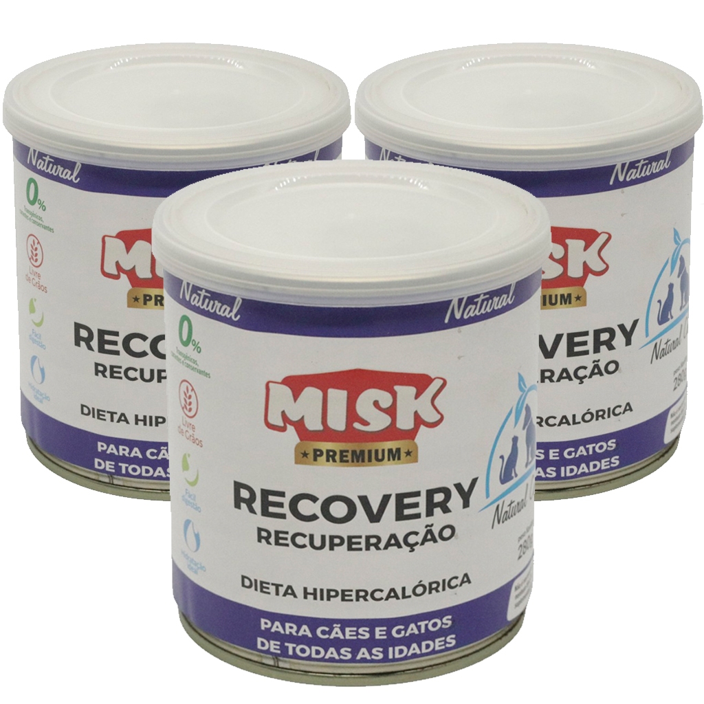 KIT 3 Ração Úmida Misk Recovery Cães E Gatos Recuperação 280g