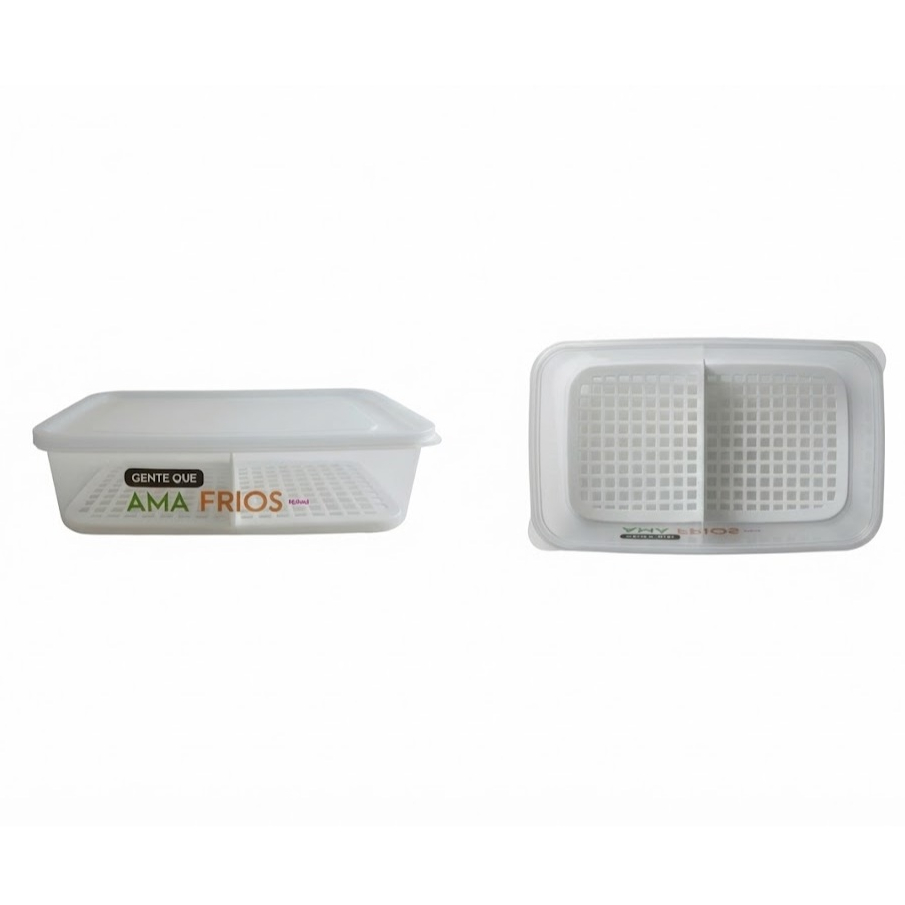 Porta Frios com Divisória Tampa 2,3L • Tampa Antiodor • Organizador de Geladeira | Para Presunto e Queijo | Multiuso