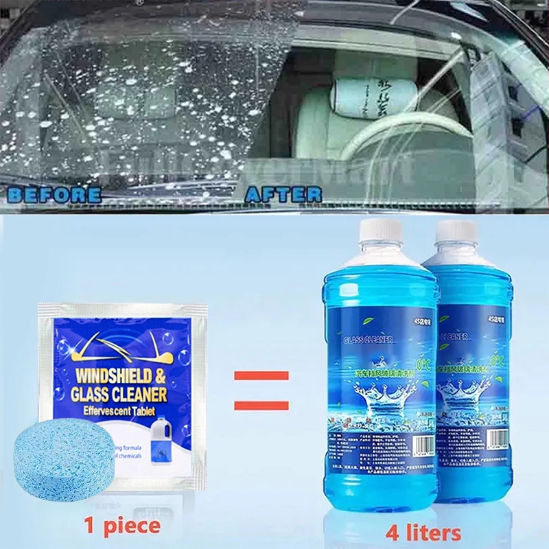 Kit 10/20/30 Comprimidos Efervescentes para Limpeza de Para-brisa Automotivo - Detergente Concentrado, Remove Filme Oleo