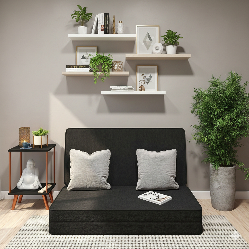 Cama Casal Solteiro 3 em 1 Puff Multiuso Sofá Colchonete Sala Quarto Visita Dobrável Móveis Bonatto em Oferta na Shopee