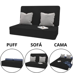 Colchonete Puff 3 em 1 Multiuso Cama Sofá Visita Quarto Organizador Dobrável - Móveis Bonatto