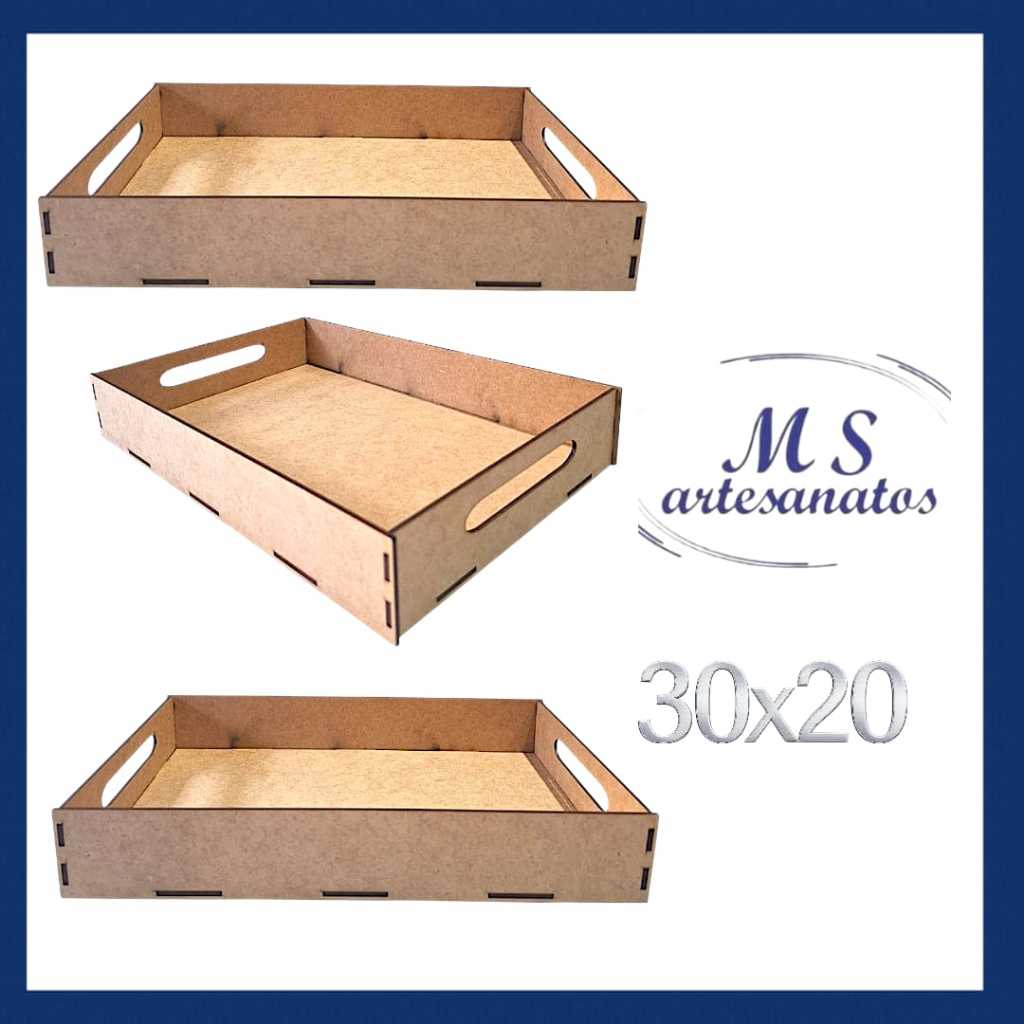 KIT 10 UNIDADES Bandejas 30x20 lisa MDF CRU