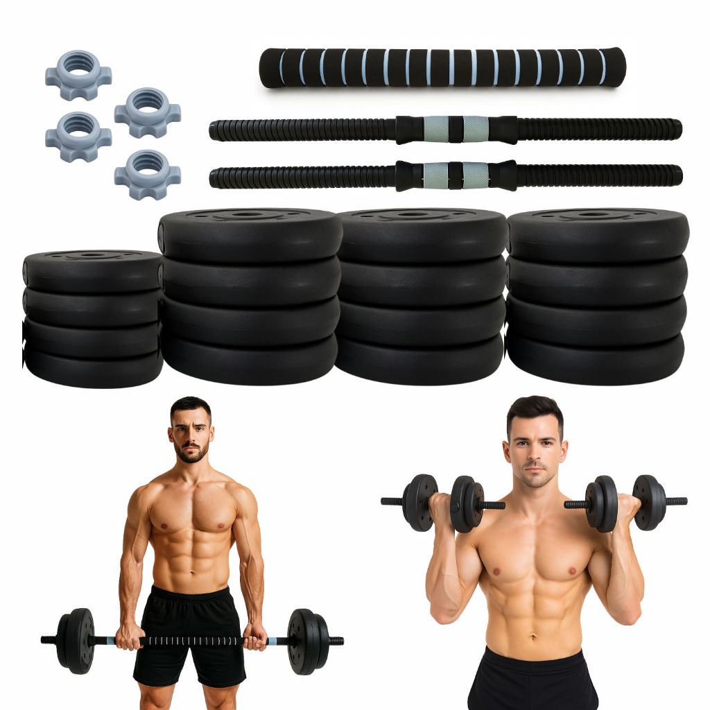 Conjunto De Halter Kit Peso Emborrachado 30kg Musculação