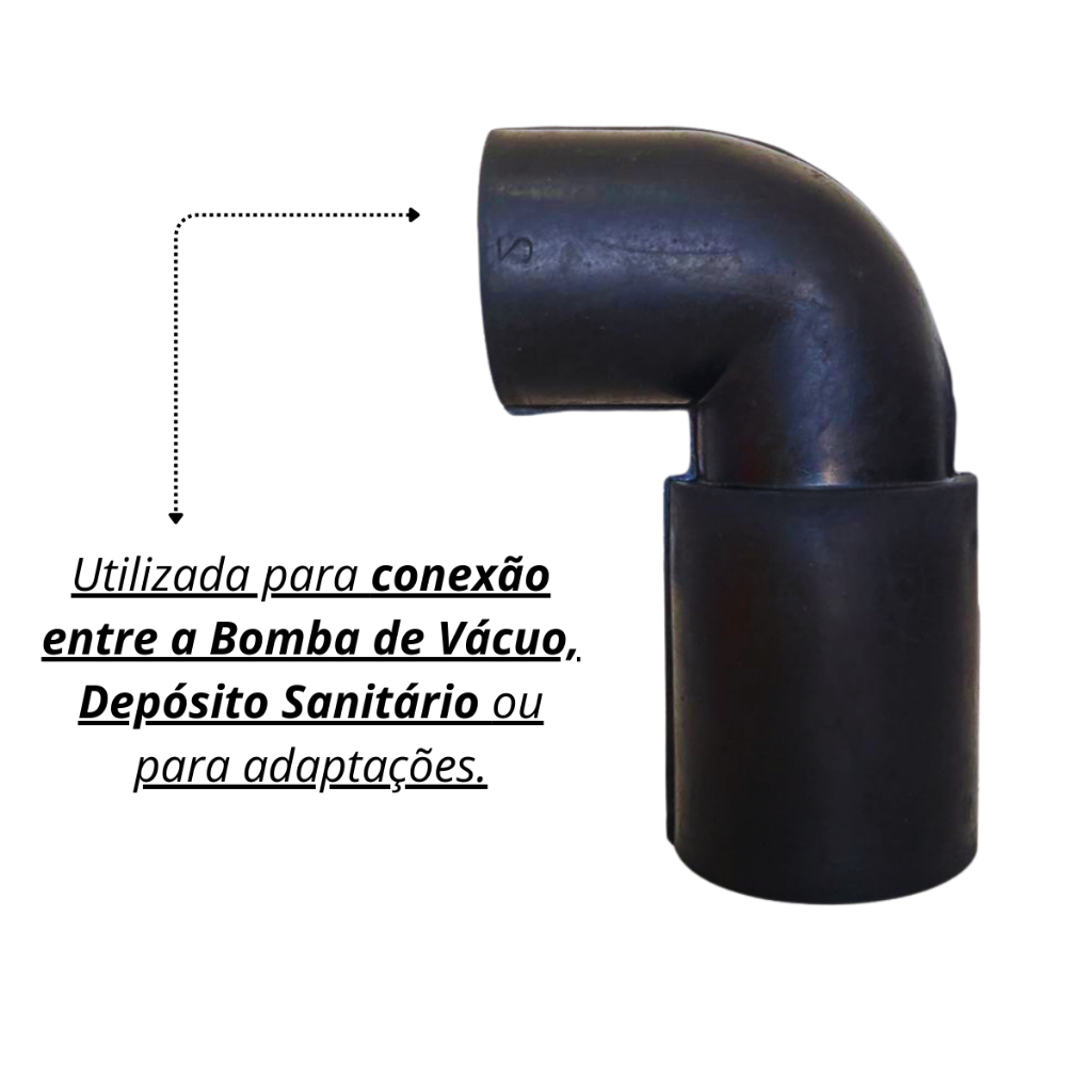 Curva em L 32x40mm De Borracha Para Ordenhadeira Bomba de Vácuo