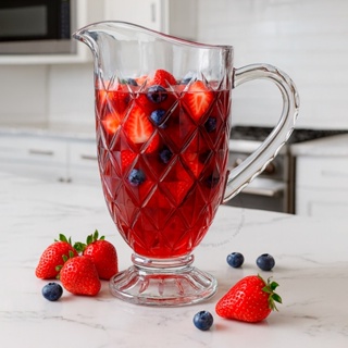 Jarra De Vidro Diamond Alça Reforçada 1200ml Suco Agua Drinks Chá Luxo Transparente Elegante em Oferta na Shopee