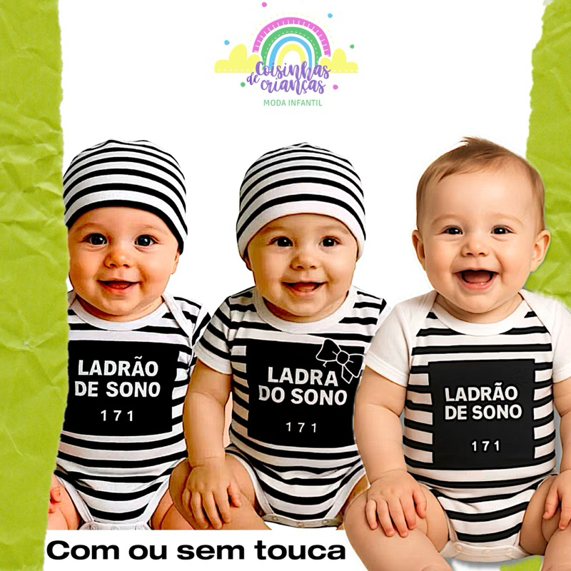 Body ladrão de sono, Body ladra de sono, body mesversário fantasia ladrão bebê