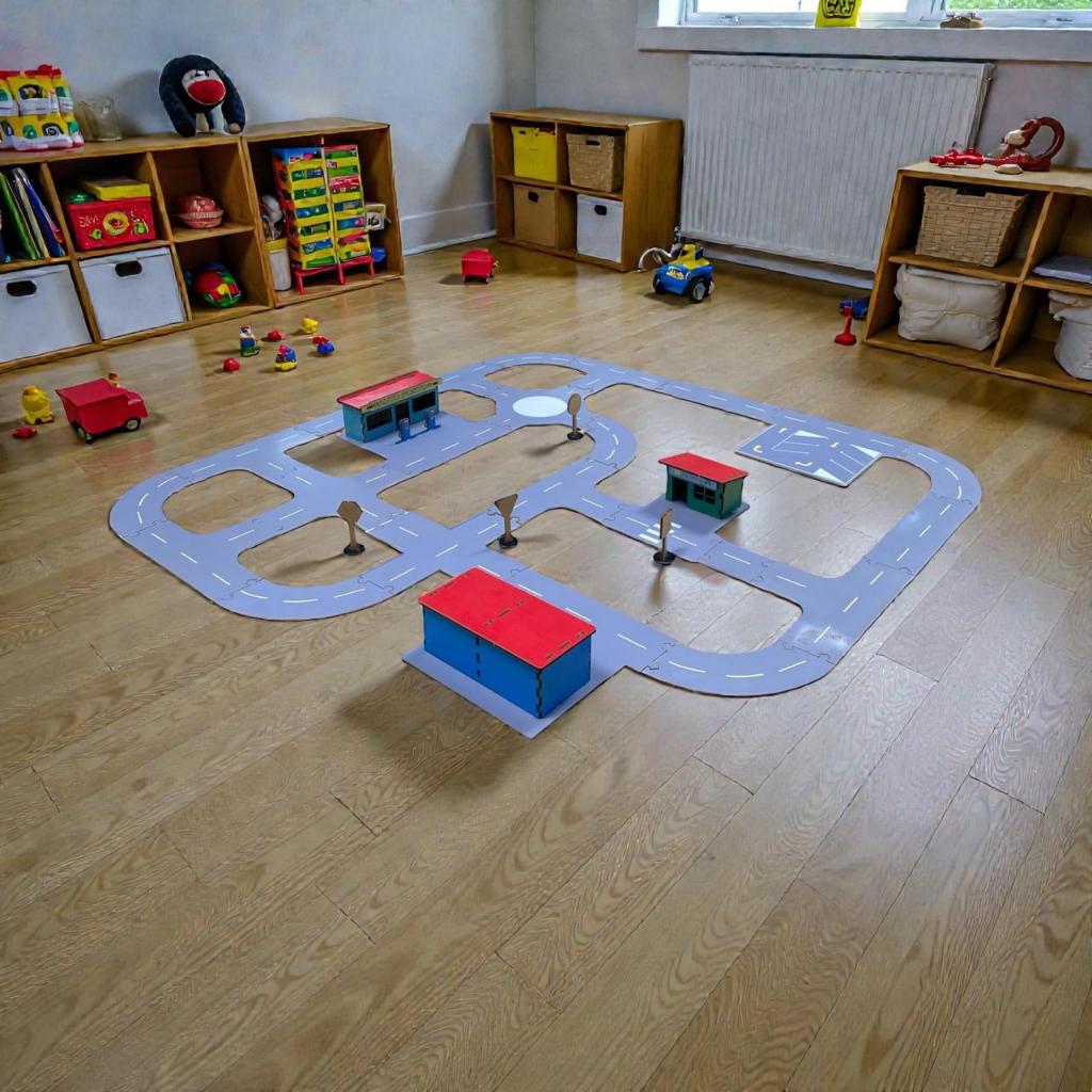 Pista Brinquedo Percurso Carrinhos Mdf Adesivado em Oferta na Shopee