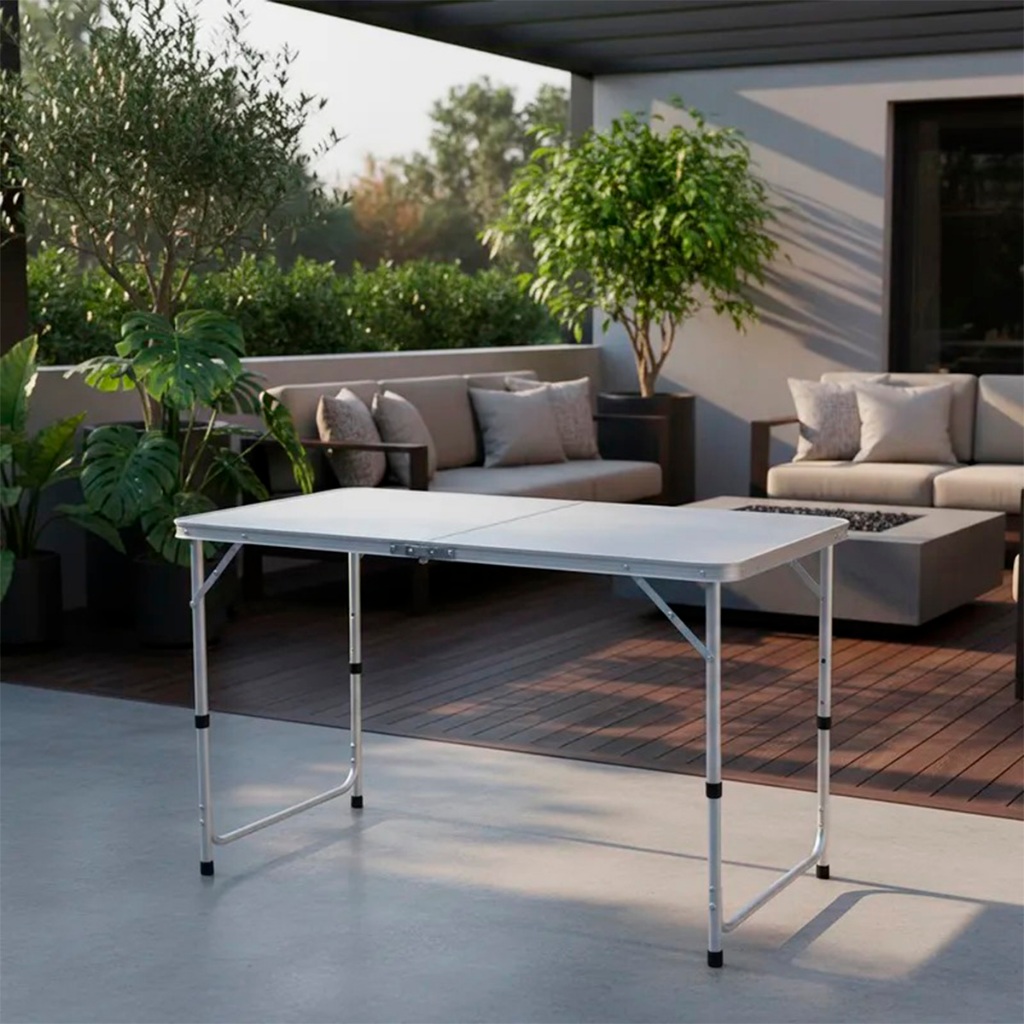 Mesa Dobrável Portátil Vira Maleta Camping Praia 120x60cm e 80x60cm