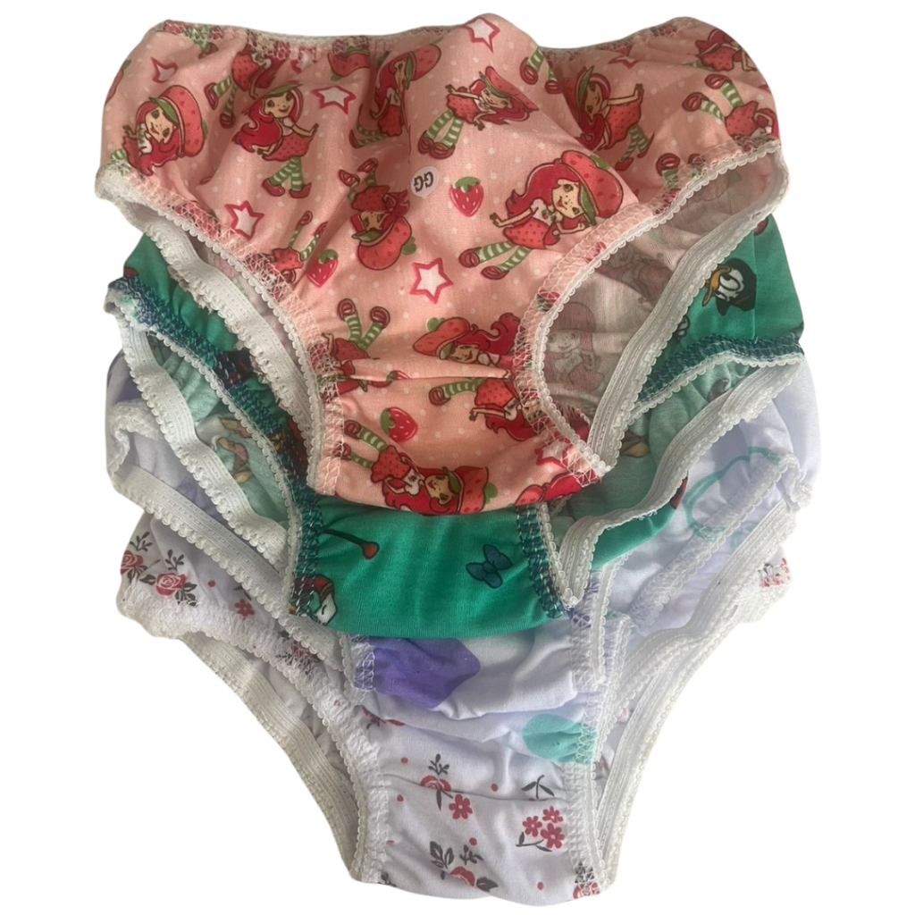Kit 5 Calcinhas Infantis Femininas Estampadas Confortáveis