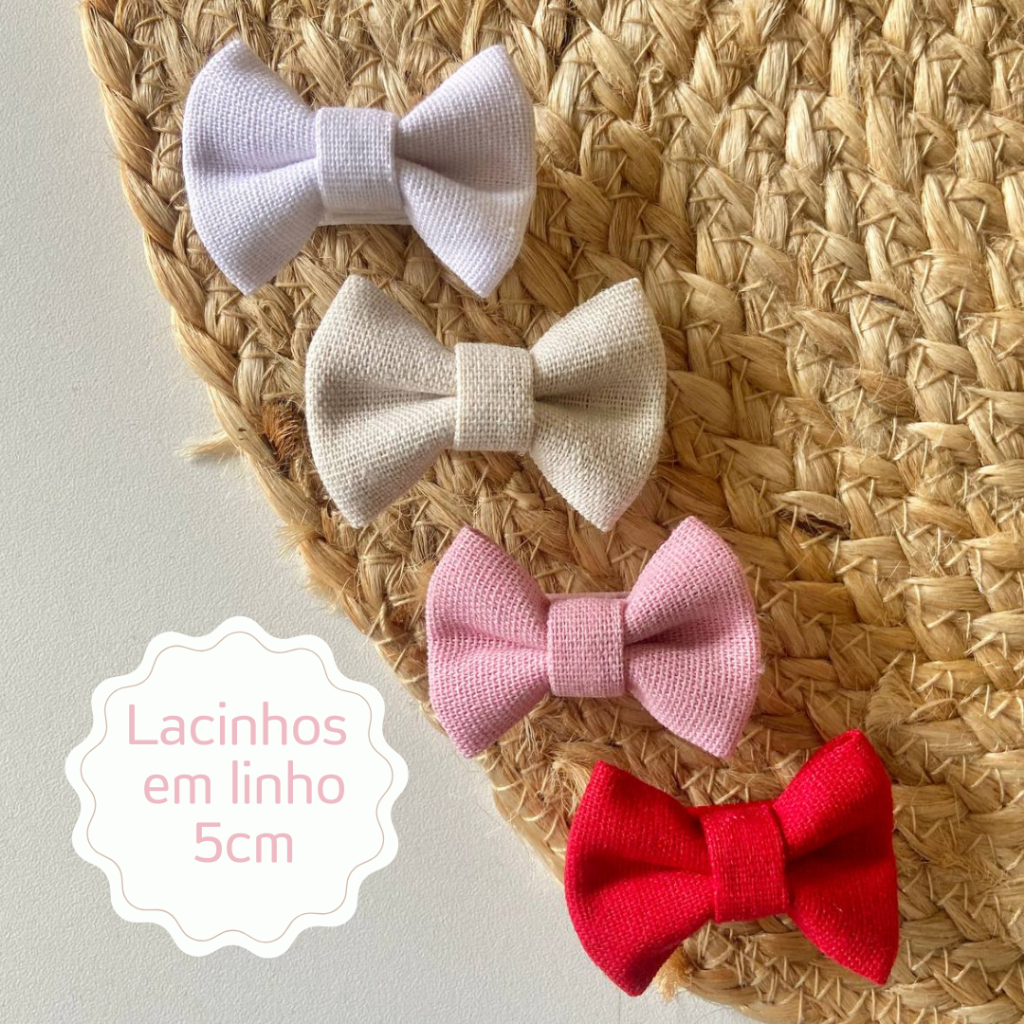 Laço de Linho Infantil | Bico de Pato Encapado 100% com Antideslizante | Acessório para Cabelo Meninas cores