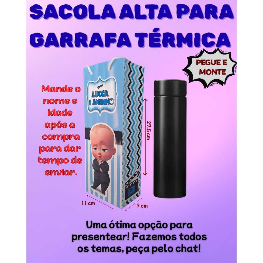 PEGUE E MONTE - Sacola O PODEROSO CHEFINHO p/Garrafa Térmica Aniversário Festa Menino Personalizado