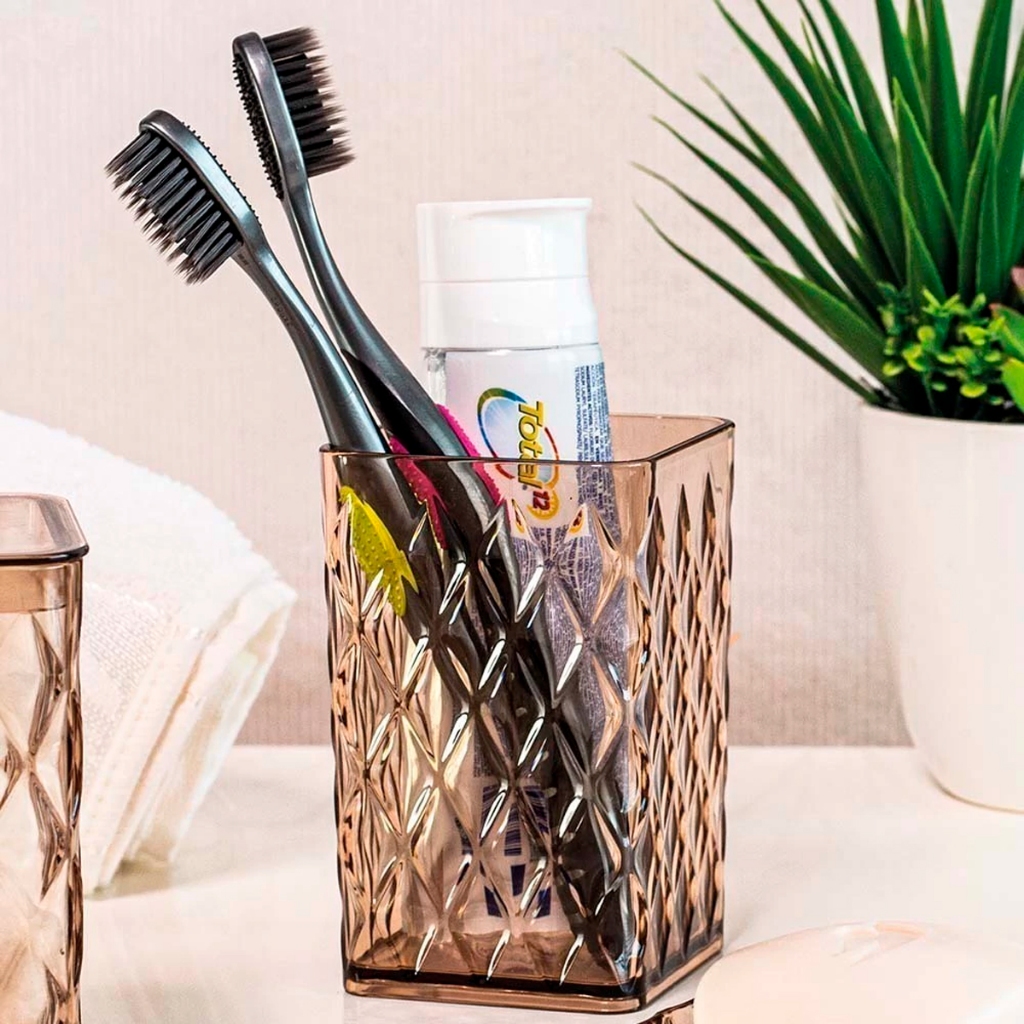 Organizador Porta Escovas Dentes Creme Dental Pasta Banheiro Pia Suporte Copo Acrílico Lavabo em Oferta na Shopee