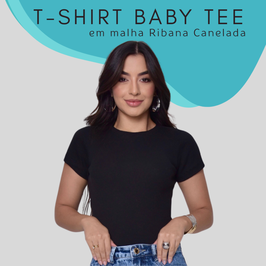 Baby Tee Feminina Blusa Básica Manga Curta Slim Fit Camiseta Baby Look