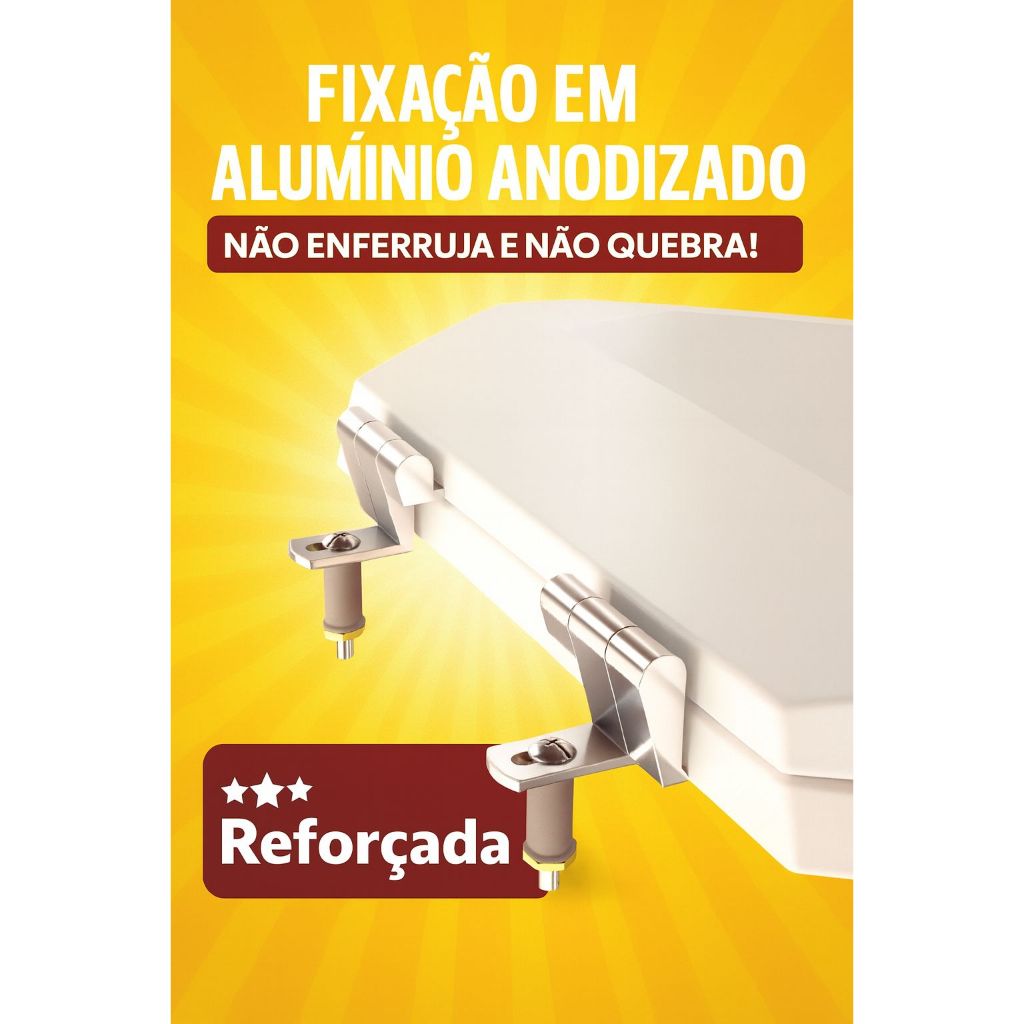 Assento Sanitário Oval Branco – Fixação Alumínio – Serve Deca, Celite, Icasa, Incepa - Tampa de Vaso Premium