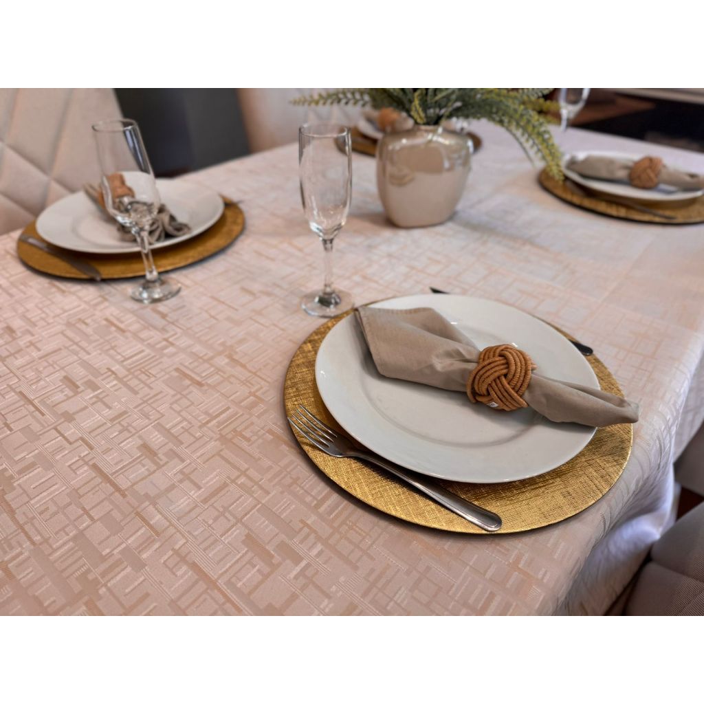 Toalha De Mesa Retangular 6 lugares Impermeável Jacquard Luxo 2,10x1,40 em Oferta na Shopee