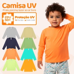 Kit 2, 3 ou 4 Camiseta Bebe Menino Proteção Solar Moda Praia Masculino Infantil Manga Longa Verão Calor