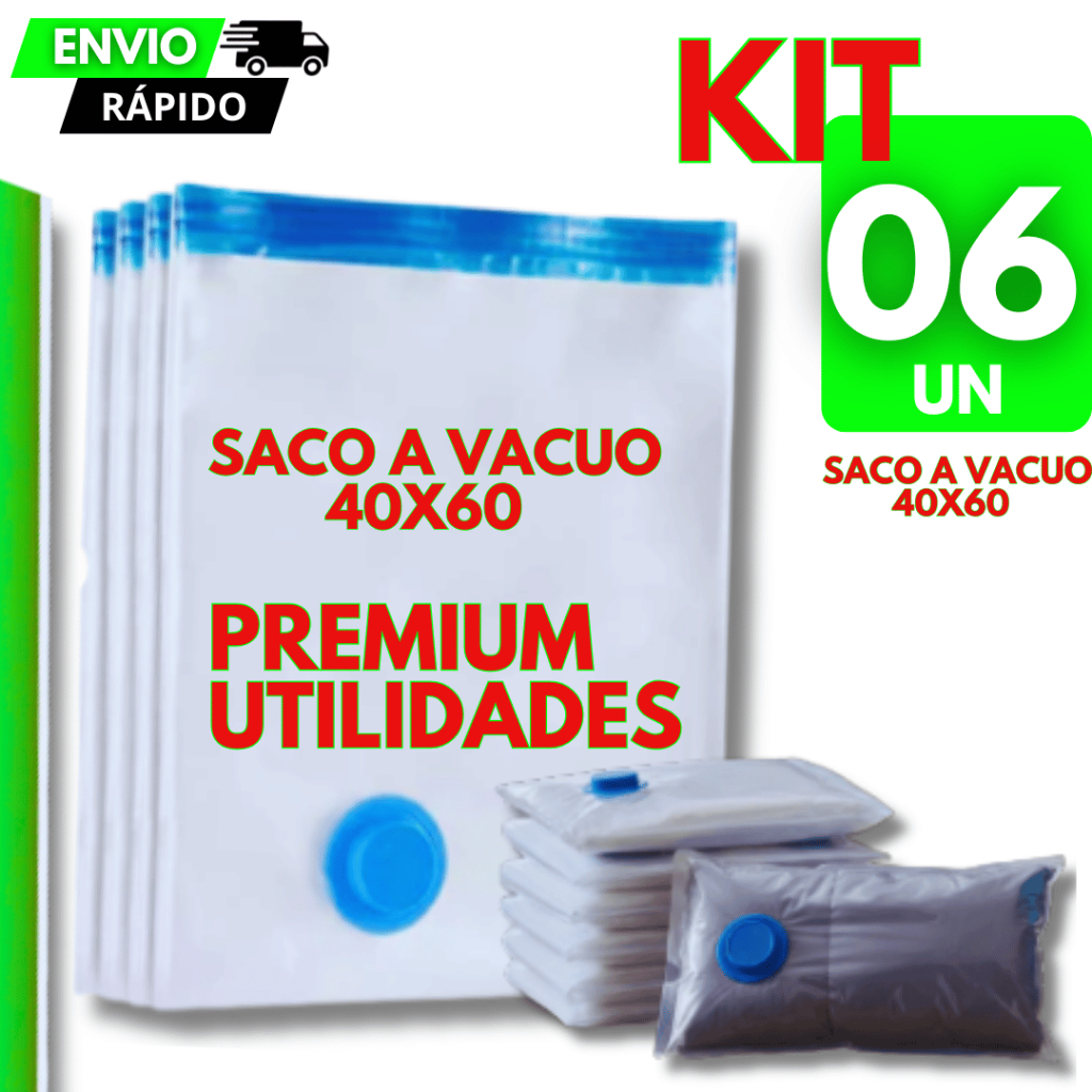 06/5/4/3 - Saco a Vácuo 40x60cm Roupas Edredom Organizador Economia de Espaço Premium Utilidades Resistente