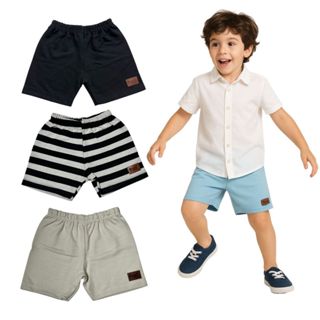 KIT 3 BERMUDAS Infantil MOLETINHO SHORTS MENINO Tamanho 1 ao10 em Oferta na Shopee
