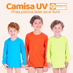 Kit 2, 3 ou 4 Camiseta Termica Infantil Menino Proteção Solar Moda Praia Masculino Verão Manga Longa