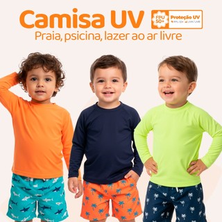 Blusa com Proteção UV Bebe Menino Proteção Solar Moda Praia Masculino Infantil Escolha su…