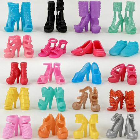 Kit de 5 a 20 Pares de Sapatos, Saltos, Botas e Sapatilhas Para Bonecas em Oferta na Shopee