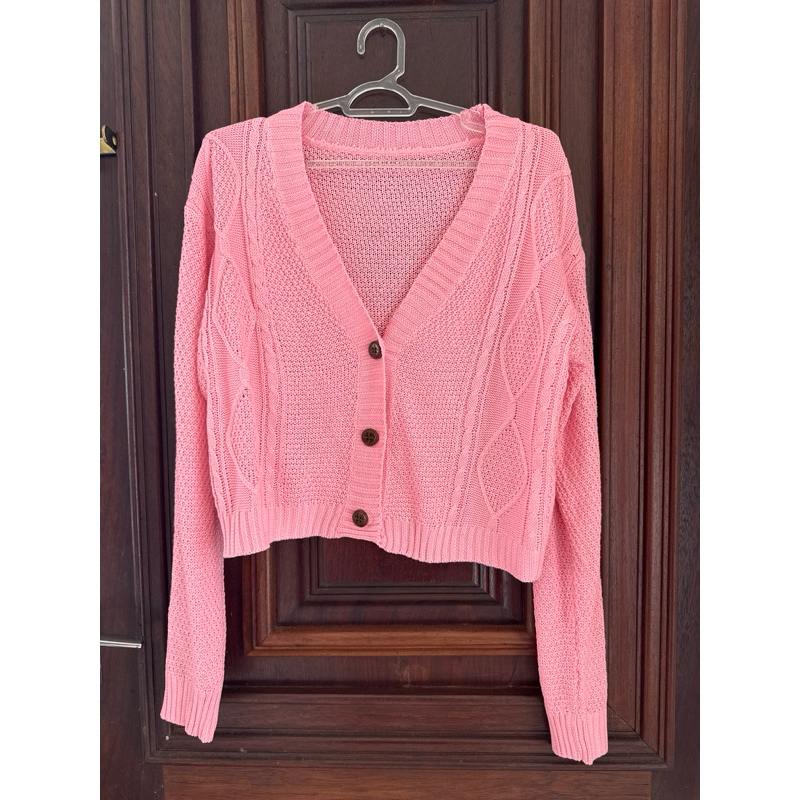 Cropped Tricô Rosa Plus Size GG XL estiloso botão
