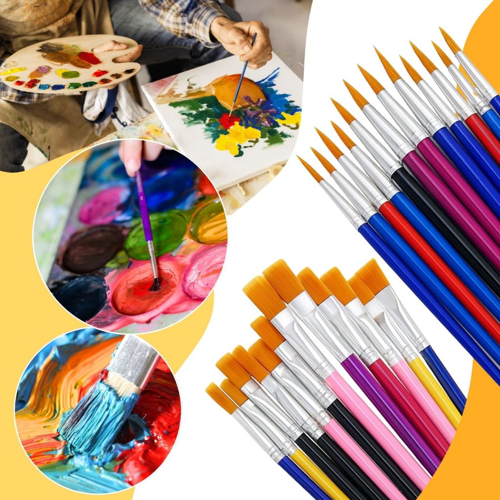 Kit 24 Pincéis Para Pintura Artesanato Artes Pintura de Rosto Guache Ponta Fina Redonda E Chato em Oferta na Shopee