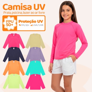 Kit 1, 2, 3 ou 4 Camiseta Termica Infantil Menina Proteção Solar Moda Praia Feminina Manga Longa em Oferta na Shopee