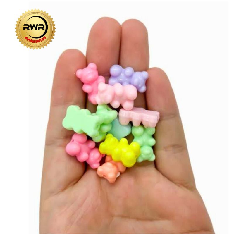 20 unidades Ursinho Gummy para pulseira colar acessórios Candy Colors Urso 11mm