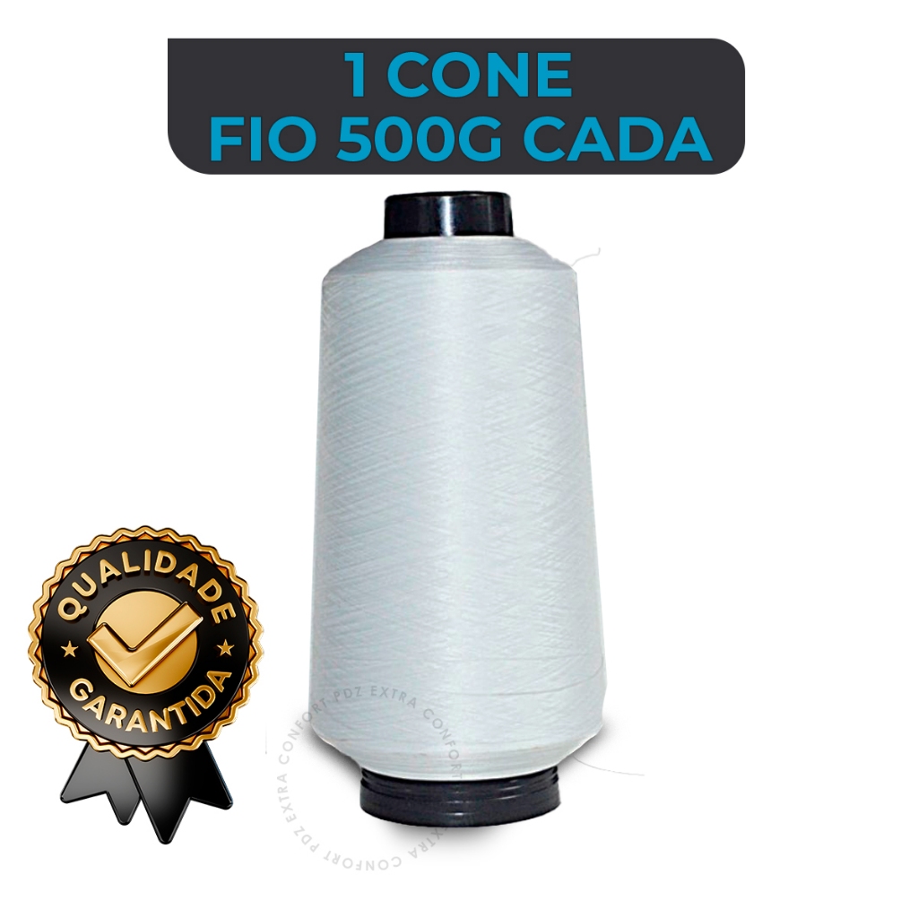 Fio poliéster Overloque Maquina - Fio 500g Cada - Branco Custura Cone Galoneira