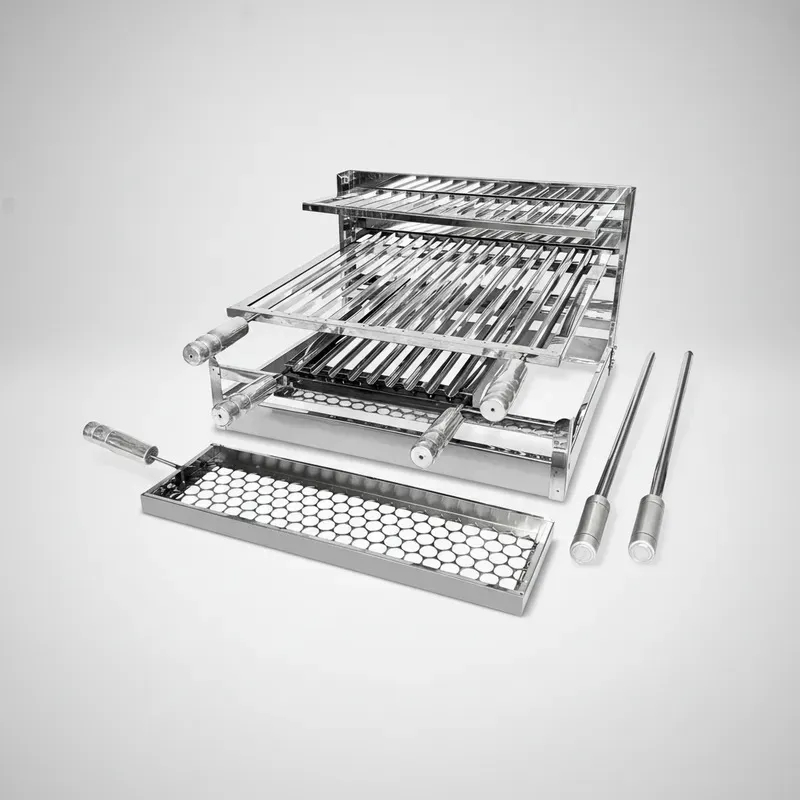 Kit Suporte Grill Inox Suspenso Para Churrasqueira Gourmet – 7 Peças Completo Premium Para Bancada em Oferta na Shopee