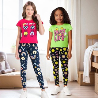 Kit 4 Peças Infantil Juvenil Menina Camiseta e Legging Tamanhos 1 a 16 em Oferta na Shopee