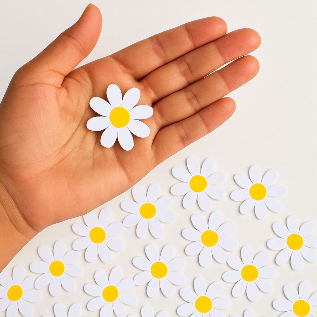 Flores Margaridas em Papel | Apliques Decorativos para Lembrancinhas, Scrap, Festa Temática