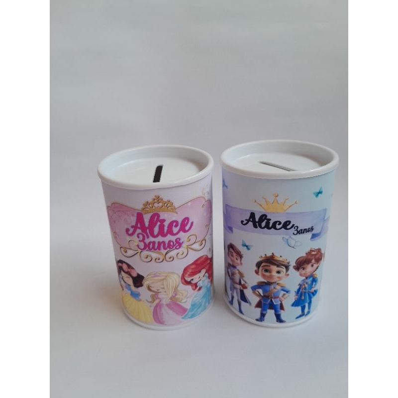 Cofrinho Personalizado +laço +embalagem PRINCESAS E PRÍNCIPES l Lembrancinha Festa Infantil l FAZEMOS TODOS OS TEMAS