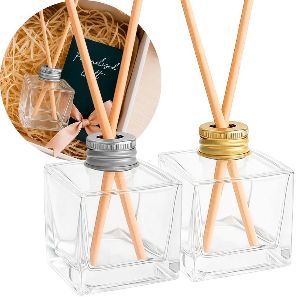 Kit 30 Vidros Cubo 50ml Com Tampa P/ Aromatizador Difusor de Ambiente + Varetas