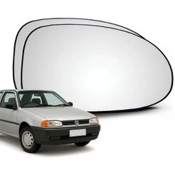Lente Espelho Retrovisor Convexo Metalizado Com Base Gol Parati Saveiro G2 1995 a 1999