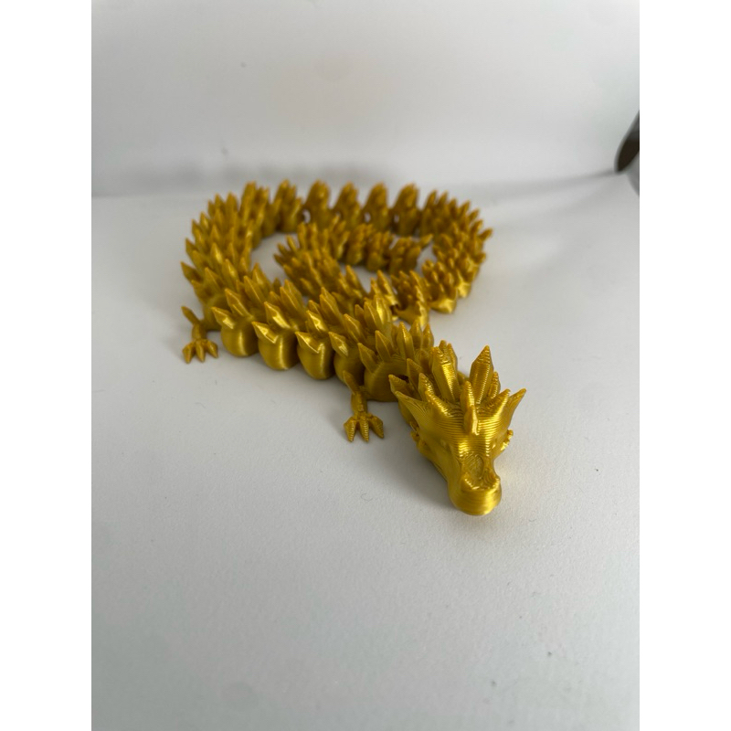Dragão Articulado Dourado – Impressão 3D, Brinquedo Geek, Decorativo, Fantasia