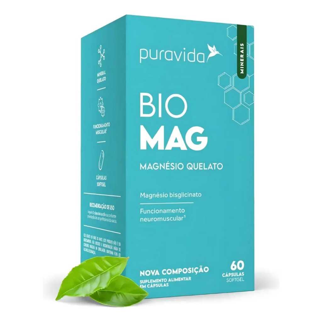 Bio Magnésio + Biodisponível, Puravida 60 Cáps, Pura Vida Sabor Neutro em Oferta na Shopee