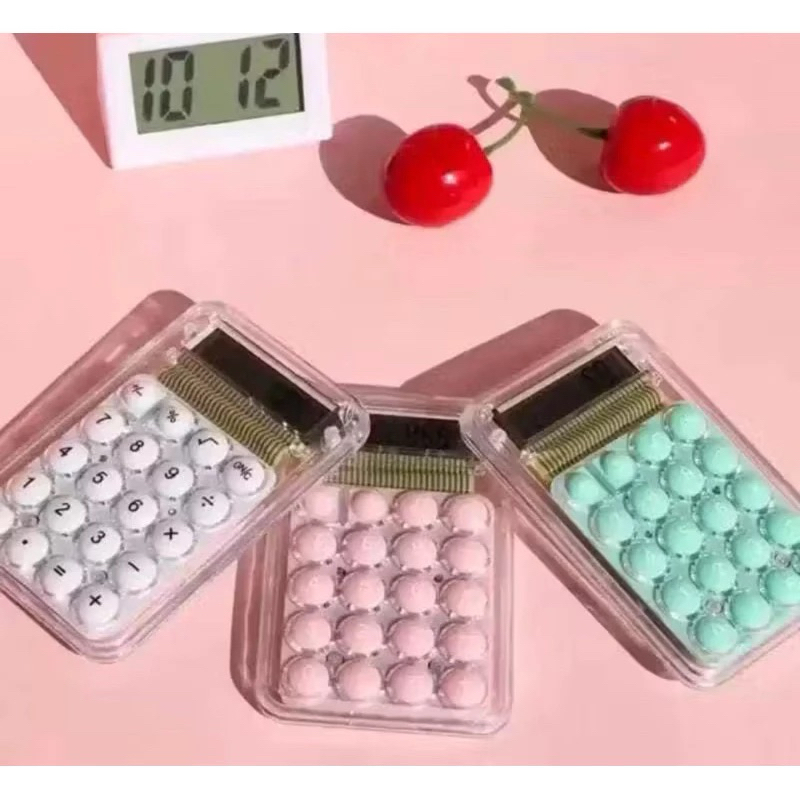 Mini Calculadora 8 Dígitos com Display Silencioso para Estudantes Portátil e Transparente