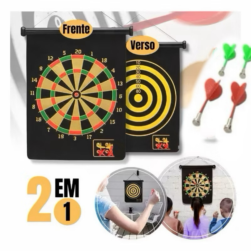 🎯 Alvo Magnético Infantil com Dardos | Brinquedo Educativo Seguro | 2 em 1 Dobrável em Oferta na Shopee