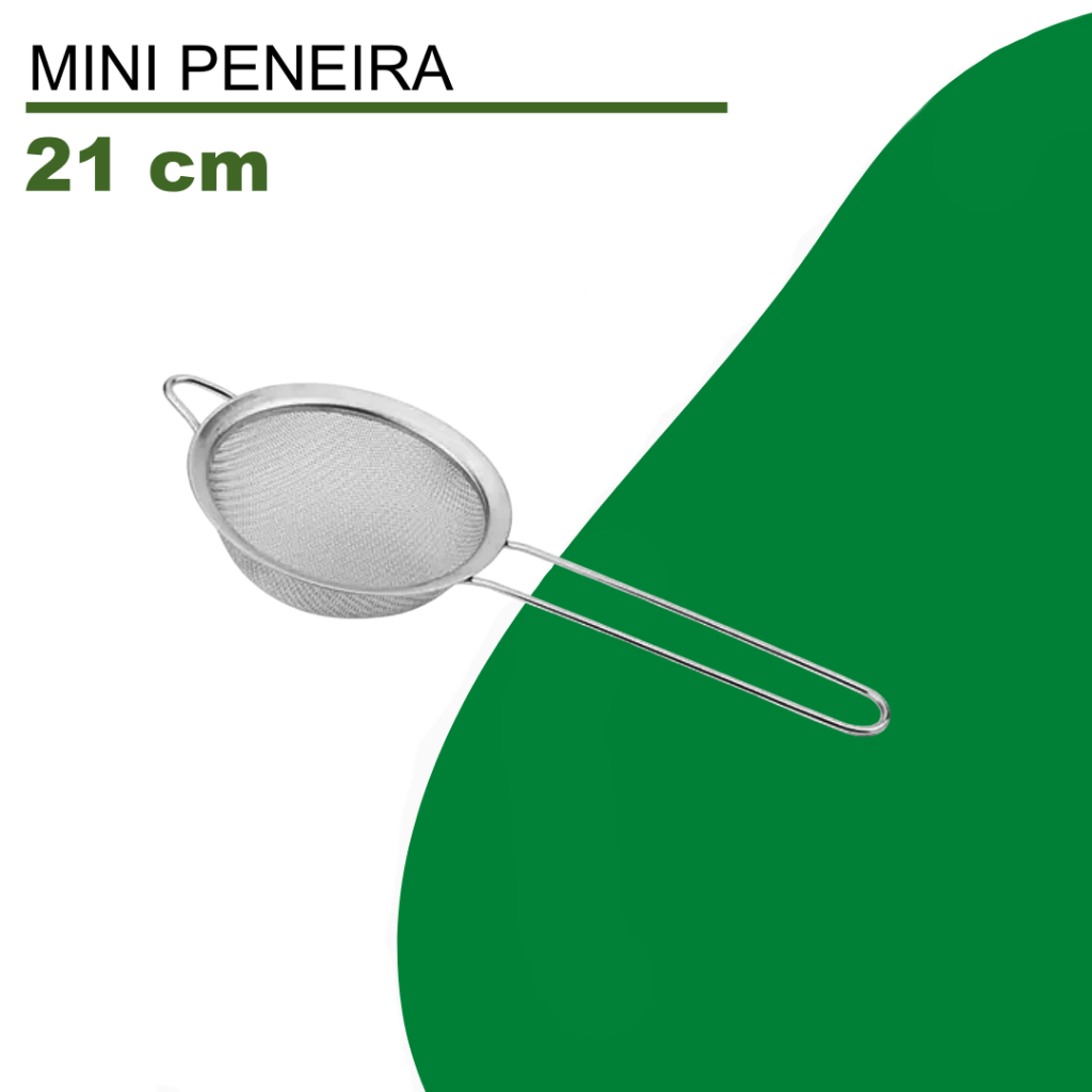 Mini Peneira Inox Pequena 21 x 08 cm de diâmetro Copo Coqueteleira Drink Bar Metal