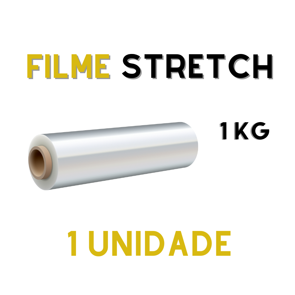 Bobina de Filme Stretch 50 cm 1 KG - Esticável até 300%, Transparente, Alta Aderência
