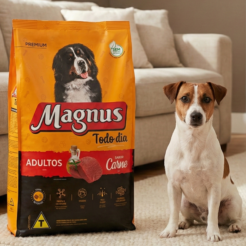 Ração Adulto Carne 10,1kg Todo Dia Nutrição Completa Magnus