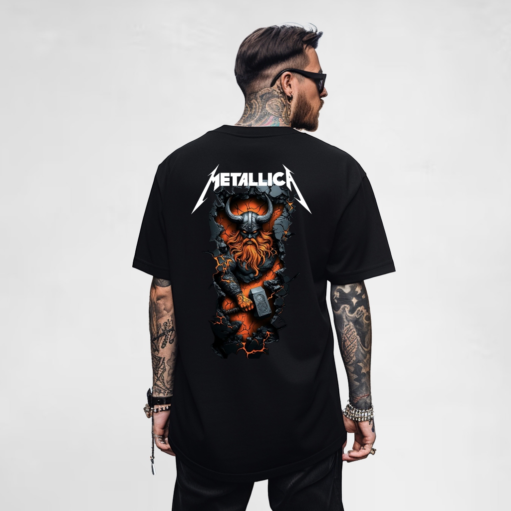 Camiseta Algodão Oversized Banda Rock Metal Metallica Viking 02