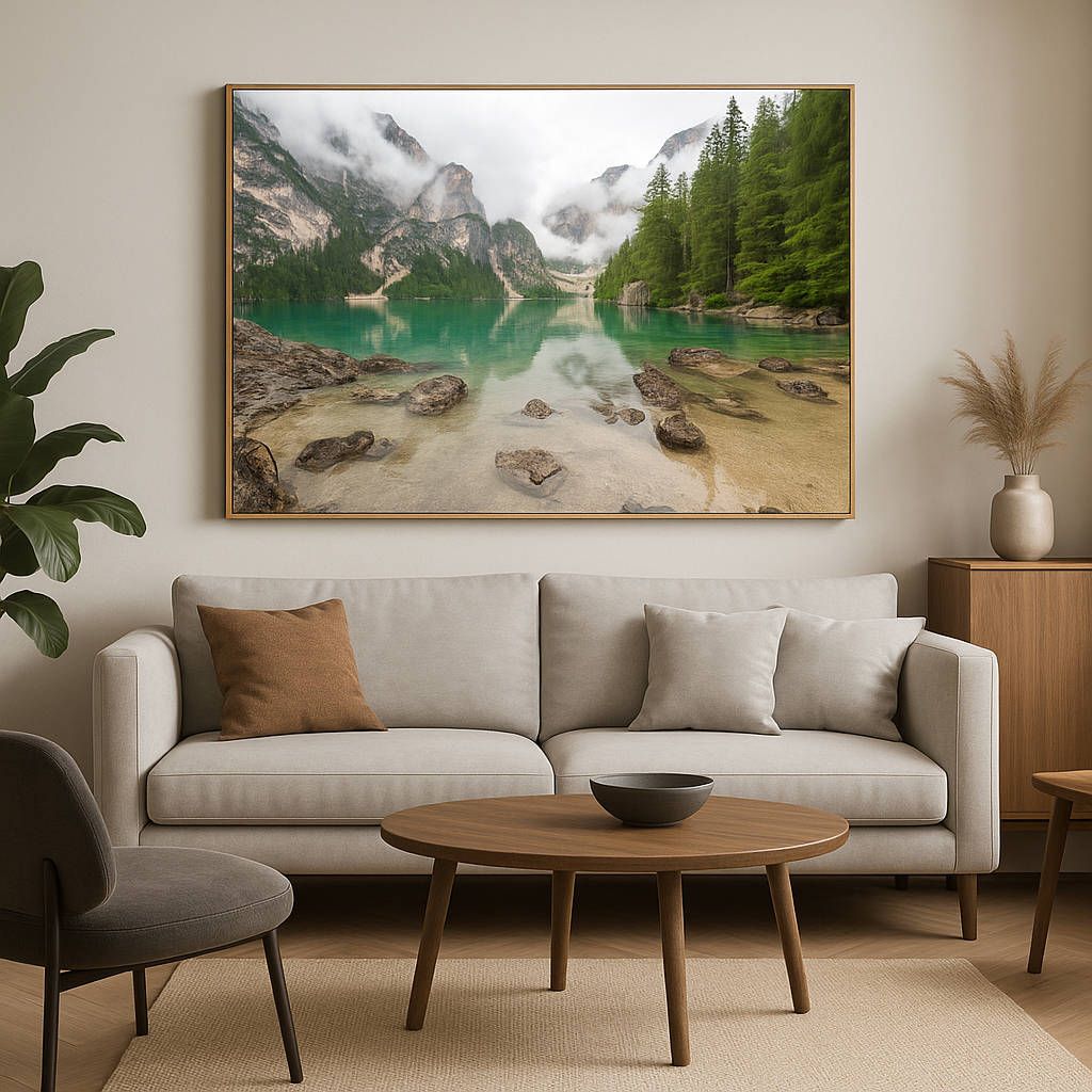 Quadro Gigante Decorativo 80x120 cm Com Moldura Premium Para Sala Quarto Paisagem Lago — imagem 2 de 2