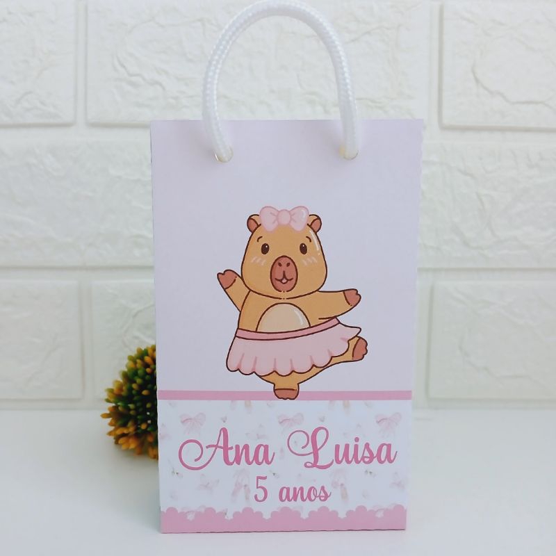 ENVIO RÁPIDO Sacolinha Capivara Bailarina - Lembrancinhas Capivara - kit festa Capivara (fazemos todos os temas)